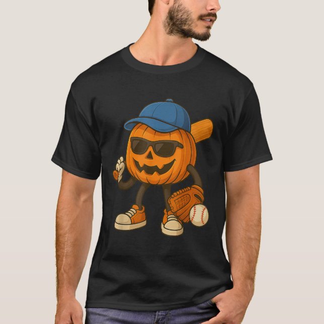 Soky Jack o lantern Baseball Halloween Costumes me T Shirt (Framsida)