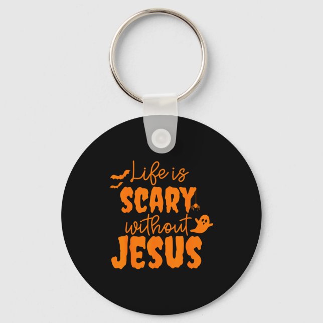 Soky Life Is Y Without Jesus Christian Halloween  Nyckelring (Framsida)