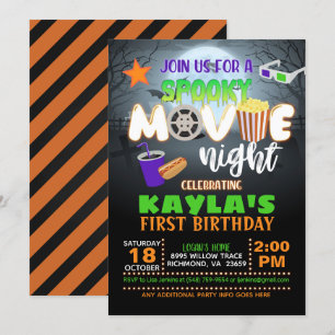 Soky Movie Night Birthday-inbjudan Inbjudningar