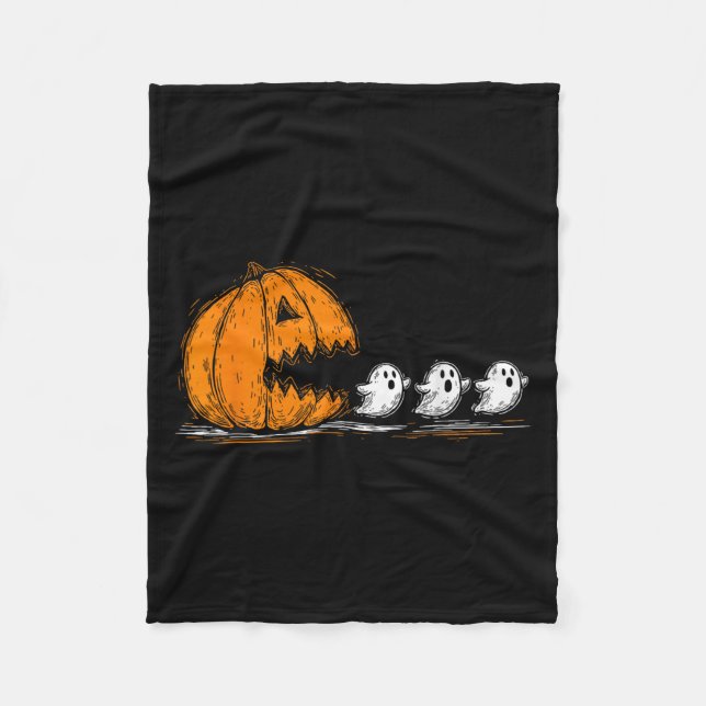 Soky Pumpkin Chasing Cute Spöken Halloween Parad Fleecefilt (Framsidan)