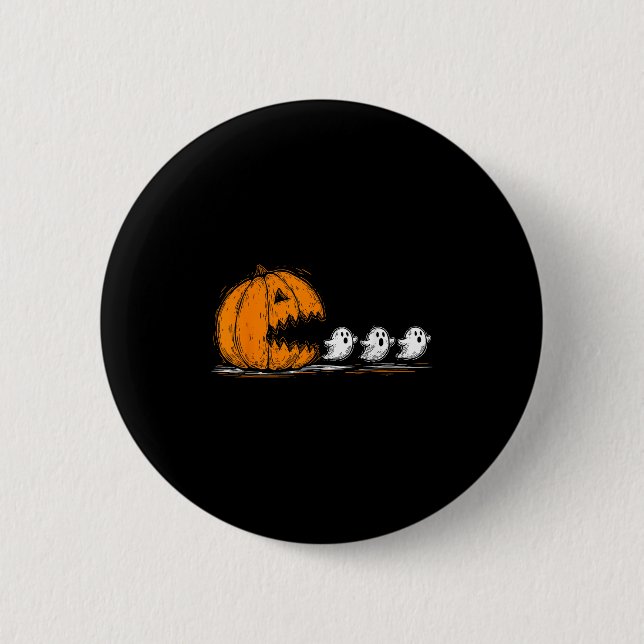 Soky Pumpkin Chasing Cute Spöken Halloween Parad Knapp (Framsida)