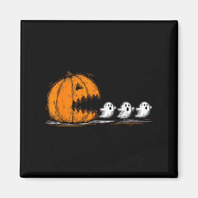 Soky Pumpkin Chasing Cute Spöken Halloween Parad Magnet (Framsidan)
