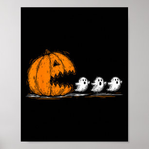 Soky Pumpkin Chasing Cute Spöken Halloween Parad Poster