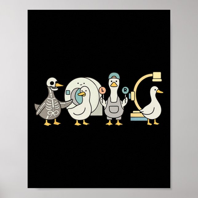 Soky Radiology Shirt, Xray Tech Skeleton Goose Poster (Framsidan)