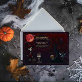 Soky Red Moonlit Night Halloween-inbjudan Inbjudningar