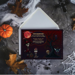 Soky Red Moonlit Night Halloween-inbjudan Inbjudningar