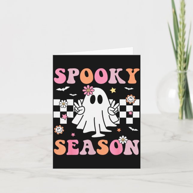 Soky Season Happy Halloween Retro Ghost Soky Women Kort (Framsida)