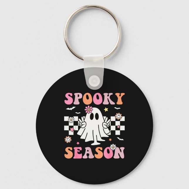 Soky Season Happy Halloween Retro Ghost Soky Women Nyckelring (Framsida)