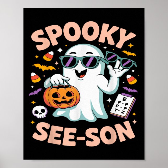 Soky See Son Optometry Funny Ghost Halloween Costu Poster (Framsidan)