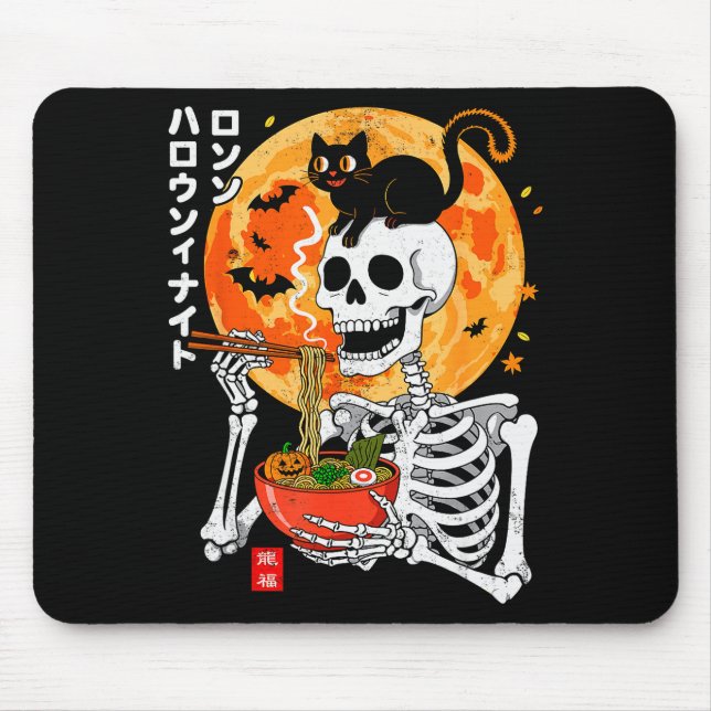 Soky Skeleton Eating Ramen Bowl With Cat Halloween Musmatta (Framsidan)