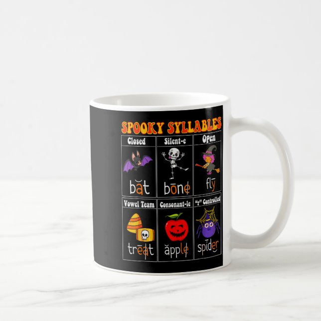 Soky Syllables Teacher Funny Halloween Educational Kaffemugg (Höger)