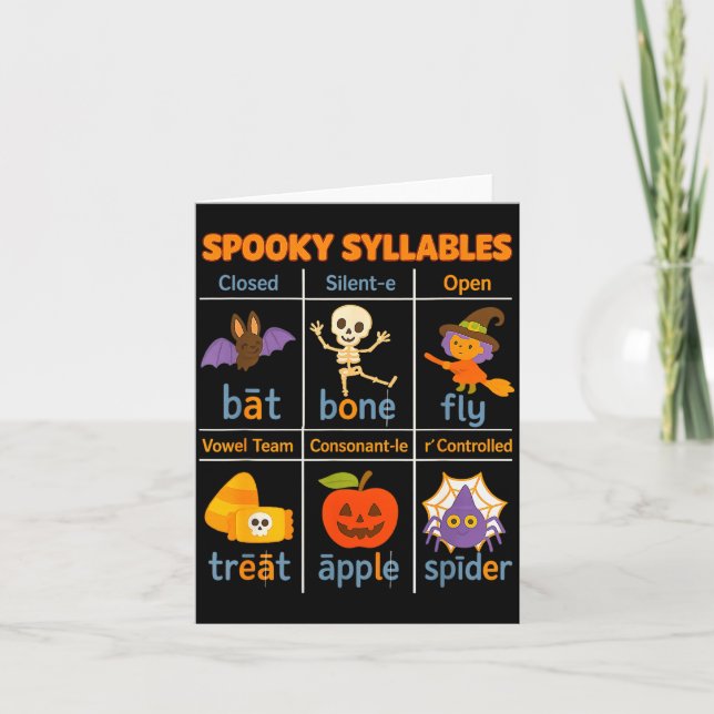Soky Syllables Teacher Funny Halloween Educational Kort (Framsida)