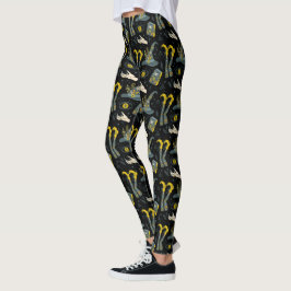 Soky vibe färglös halloween-symboler mönster leggings