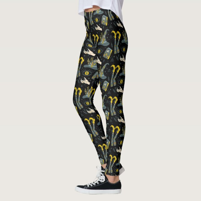 Soky vibe färglös halloween-symboler mönster leggings (Vänster)