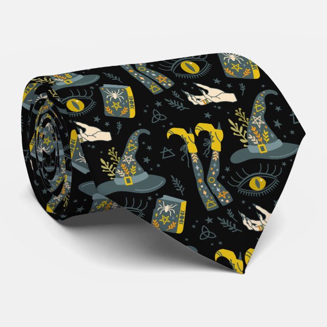 Soky vibe färglös halloween-symboler mönster slips (Rullad)