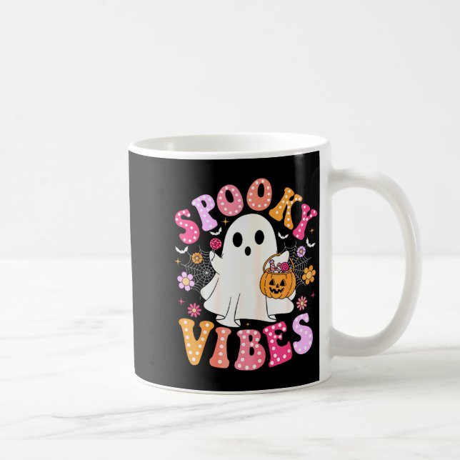 Soky Vibes Ghost Retro Groovy Halloween Women Girl Kaffemugg (Höger)
