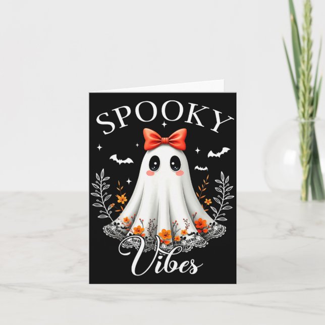 Soky Vibes Ghost Retro Groovy Halloween Women Girl Kort (Framsida)