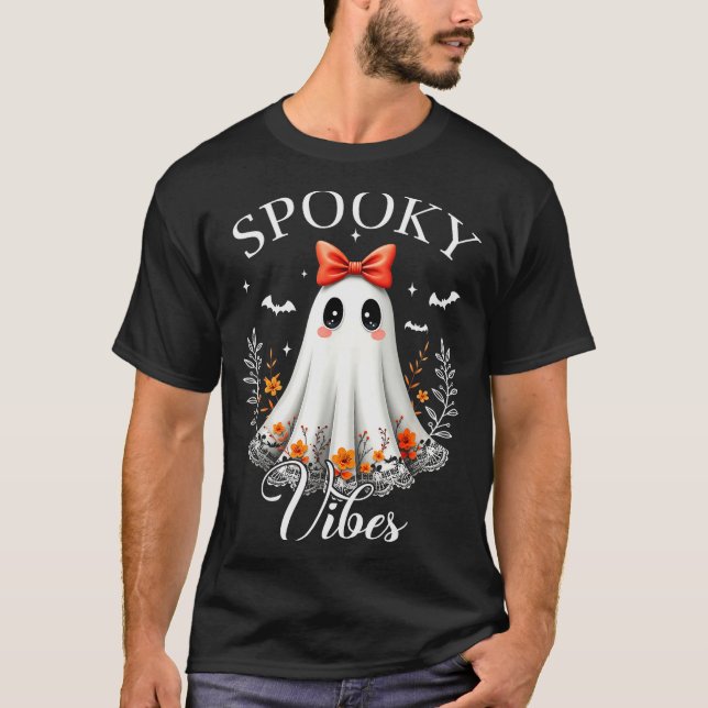 Soky Vibes Ghost Retro Groovy Halloween Women Girl T Shirt (Framsida)