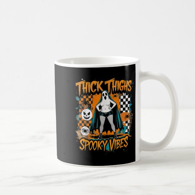 Soky Vibes Thick Thighs Cute Ghost Humor Kaffemugg (Höger)