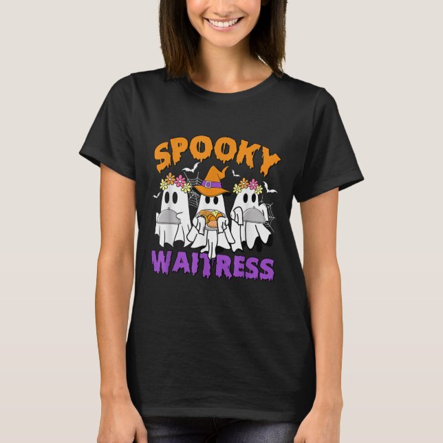 Soky Waitress Funny Ghost Halloween T Shirt (Framsida)