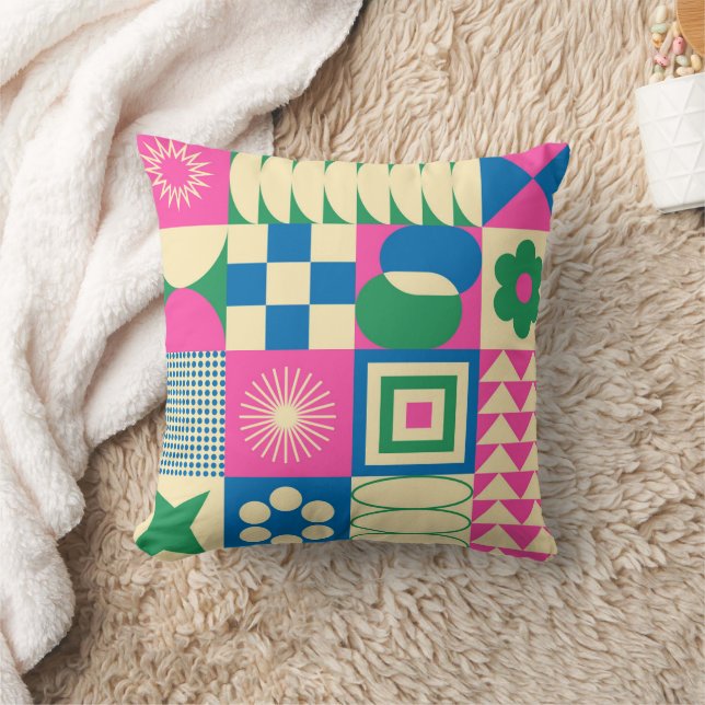 Sol Abstrakt Färgfull geometrisk Mönster Kudde (Filt)