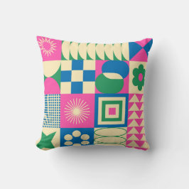 Sol Abstrakt Färgfull geometrisk Mönster Kudde
