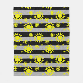 Sol Abstrakt former på Grått Black Rand Fleecefilt