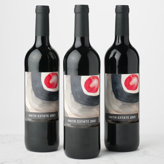 Sol abstrakt vattenfärgssymbol vin-etikett vinflaska etikett (Flaskor)