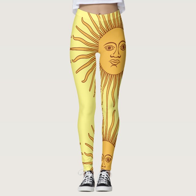 Sol ansikte Art Illustration Thunder_Cove Leggings (Framsida)