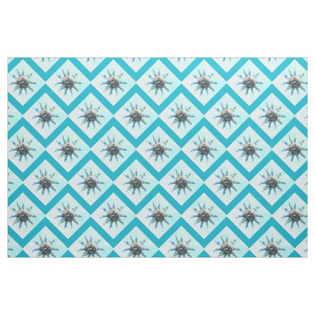 sol-ansikte ljusblått diamant mönster tyg (Fat Quarter)