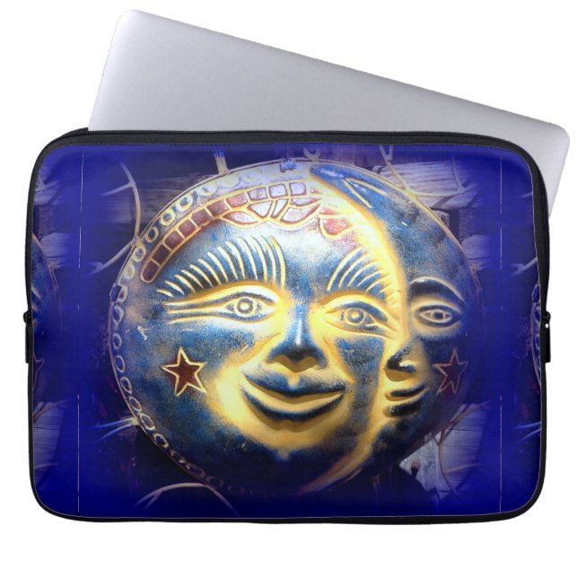 sol ansikte/måne ansikte laptop sleeve (Framsidan)