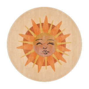 Sol Ansikte Orange Watercolor Illustration