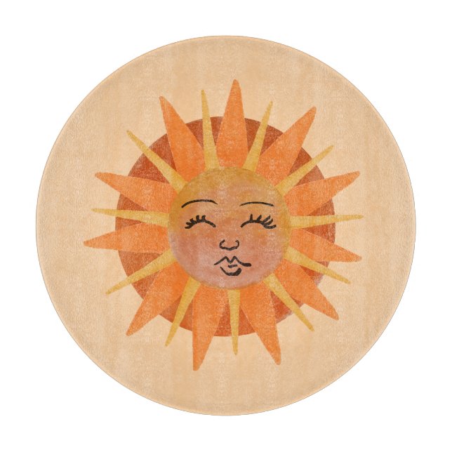 Sol Ansikte Orange Watercolor Illustration (Framsidan)