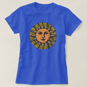 Sol Ansikte vintage som leker sol Tee
