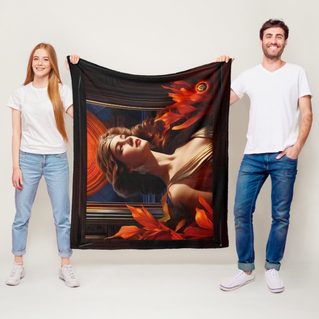 Sol Art Deco Romantic Glamors gudinna Fleecefilt (På plats)