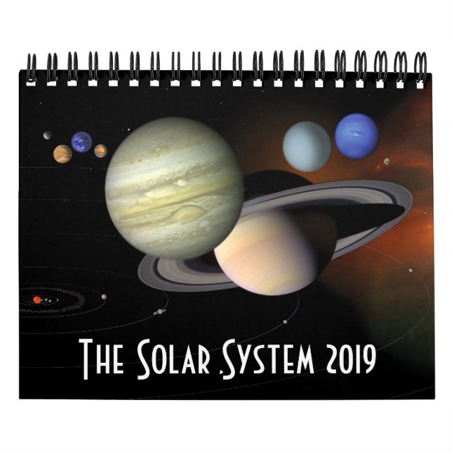 Sol- astronomi 2019 för systemplanetutrymme kalender (Omslag)
