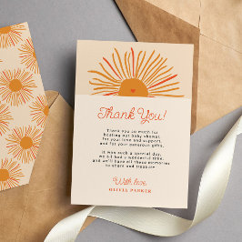 Sol baby shower här kommer sonen boho retro  tack kort