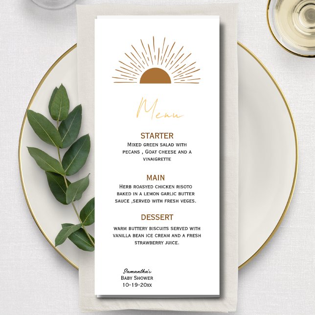 Sol babydusch Rustic Menu Meny (Skapare uppladdad)