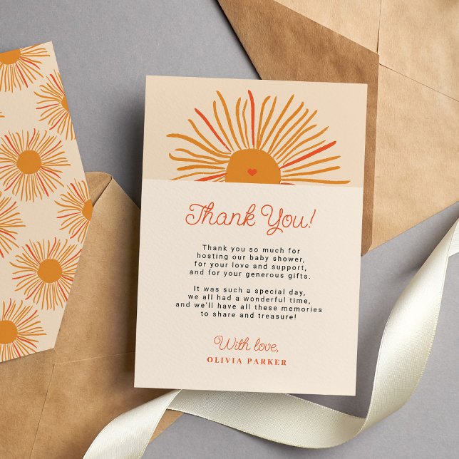 Sol babyduschen här kommer hit. tack kort (Skapare uppladdad)