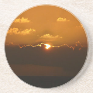 Sol bakom moln I Orange Solnedgång Foto Underlägg Sandsten
