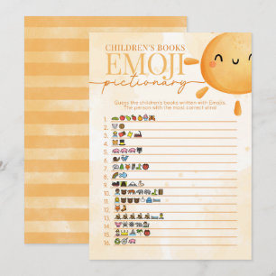 Sol Barns Bok Emoji Pictionary Shower Game Inbjudningar