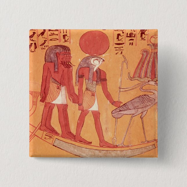 Sol- barque med Beträffande-Horakhty Knapp (Framsida)