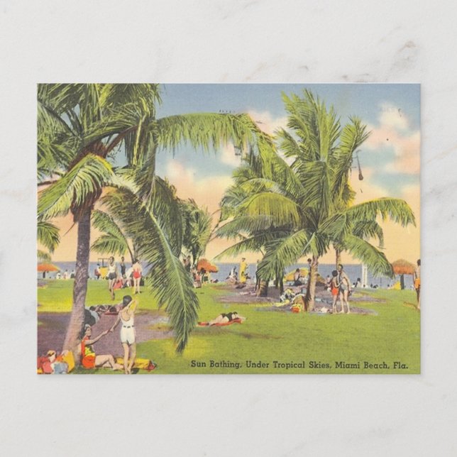 Sol Bathing, Tropical Himlar, Miami Beach, Florida Vykort (Framsida)