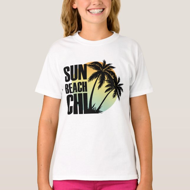 Sol, Beach & Chill Handflatan Träd Graphic T Shirt (Framsida)
