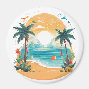 Sol Beach handflatan träd Magnet