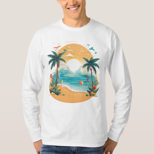 Sol Beach handflatan träd T Shirt (Framsida)