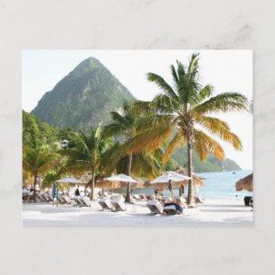 Sol Beds på en strand nära Pitons i Saint Lucia Vykort