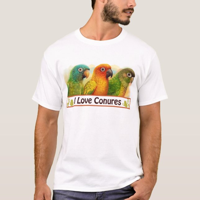Sol blått-krönade grönt-varade fräck mot conures t shirt (Framsida)