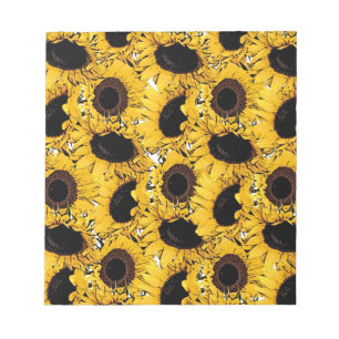sol-blommor, simma, dyv gult av marin natur anteckningsblock