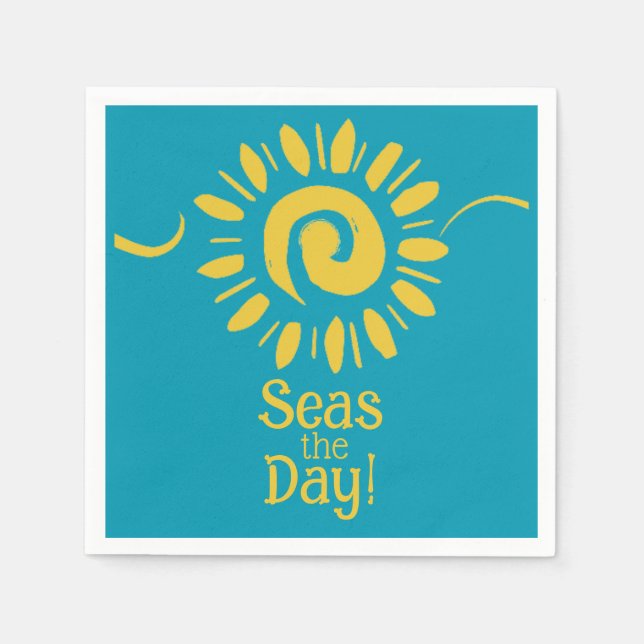 Sol Blue Gult Beach House Seas Day Cocktail Pappersservett (Framsidan)